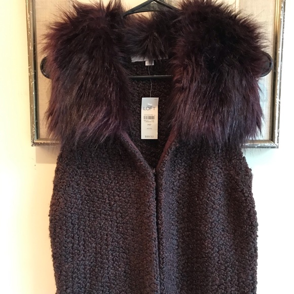 LOFT Jackets & Blazers - Loft brown faux fur knit sweater size MP